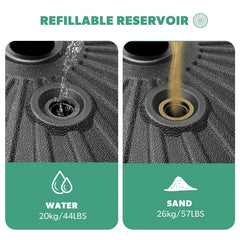 20-Inch Patio Umbrella Stand Water and Sand Filled, Outdoor Umbrella Base, Patio Outdoor Umbrella Holder Fits Poles 1.49in to 1.9in Diameter