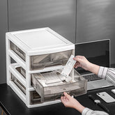 3-Tier Multifunctional Desk Desktop Drawer Organizer Plastic Storage Boxes Containers - Moustache® - White