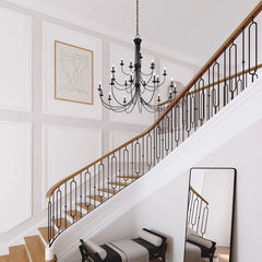 12 Light Bronze Large 2-Tier Chandelier