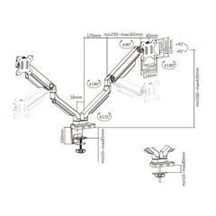 Uplite Ergonomic Height Adjustable Stand Dual Monitor Desk Mount Articulating Arm for 2 Screen 17" - 32"