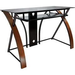 Bell'O Curved Wood Computer Desk with Keyboard Tray, 30 inch H - CD8841