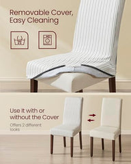 VASAGLE Dining Chairs, Parsons Chairs with Removable Fabric Cover, High Back, for Dining Room Kitchen, Set of 2, Thick Seat, 22.8 x 18.9 x 39.4 Inches, Cream White UKDC152W01