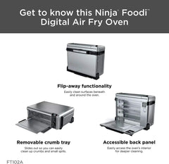 Ninja Foodi 9-in-1 Digital Oven Air Fry, Air Roast/ Broil, Bake, Bagel, Toast, Dehydrate, Keep Warm, and Reheat - Stainless Steel