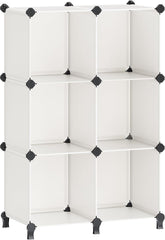 SONGMICS 6 Cube Storage Organizer, Modular Bookshelf, DIY Closet Organizers and Storage, Plastic Stackable Shelves, 11.8 x 11.8 x 11.8 Inch Cubes, with Feet and Rubber Mallet, Cream White ULPC111M01