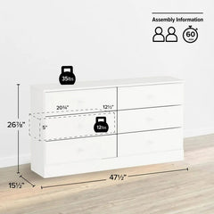 Prepac Astrid White 6-Drawer Dresser