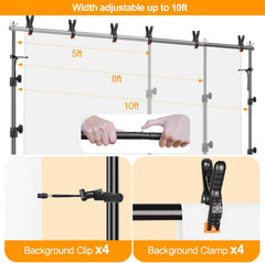 EMART Photo Backdrop Stand kit, 8.5 x 10 ft Back Drop Adjustable Frame for Photography, Photoshoot Banner Background Support Holder for Parties Dectoration