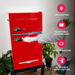 Frigidaire EFR840-RED 3.2 Cu Ft Red 2 Door Retro Bar Fridge with Side Bottle Opener
