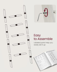 VASAGLE Blanket Ladder Decorative Farmhouse for The Living Room, 5-Tier Ladder Shelf, Ladder Rack for Storage and Decor, Rustic White ULLS018W73