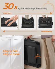 Feandrea 32 Inches Collapsible Soft Dog Crate, Portable Travel Dog Crate for Indoor and Outdoor Use, Dog Carrier Kennel with Safety Zippers, for Living Room, Car, Travelling, Camping, Black UPDC80H