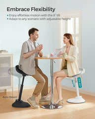 SONGMICS Standing Desk Chair, Adjustable Ergonomic Wobble Stool, 23.6-33.3 Inches Drafting Chair, Swivel Sitting Balance Stool, Fabric Upholstery, Anti-Slip Bottom Pad, Dove Gray UOSC002G01