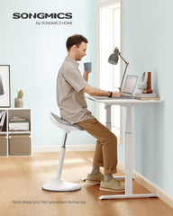 SONGMICS Standing Desk Chair, Adjustable Ergonomic Wobble Stool, 23.6-33.3 Inches Drafting Chair, Swivel Sitting Balance Stool, Fabric Upholstery, Anti-Slip Bottom Pad, Dove Gray UOSC002G01