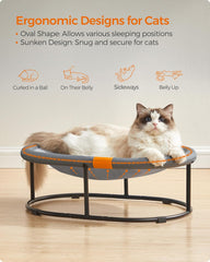 Feandrea Pet Bed, Cat Hammock, Elevated Cat Bed for Multiple Cats, with Removable Washable Mesh, for Pets up to 28 lb, Oval, Gray UPCB002G01