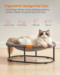FEANDREA Elevated Mesh Cat Bed - Large, Grey, UPCB002G01 - oval sleeping surface