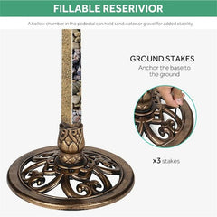 31-Inch Garden Bird Bath, 2 in 1 Weather-Resistant Outdoor Birdbath with Flower Planter Base