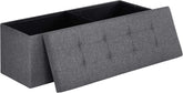 SONGMICS MAZIE Collection - 43 Inches Folding Storage Ottoman Bench, Ottoman Foot Rest, End of Bed Bench, Storage Chest, Load 660 lb, for Living Room, Bedroom, Entryway, Dark Gray ULSF77K