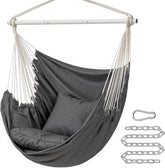 SONGMICS Hammock Chair, Load Capacity 500 lb, Hanging Chair with 2 Cushions, Large Hammock Swing with Chain and Pocket, for Indoor, Outdoor, Living Room, Bedroom, Slate Gray UGDC197G02