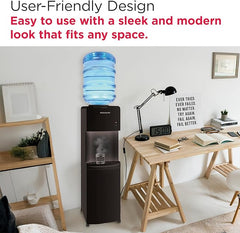 Frigidaire EFWC498 - Top Loading Cooler Dispenser -Hot & Cold Water - Child Safety Lock - Innovative Slim & Sleek Design, Holds 3 or 5 Gallon Bottles - Black