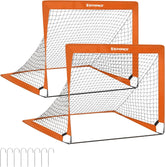 SONGMICS Kids Soccer Goals for Backyard, 4x3 ft Portable Soccer Nets Training Equipment, Toddler Soccer Goal with Carrying Bag, for Field