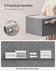 SONGMICS Storage Baskets, Set of 4 Extra Large Storage Bins for Organizing, 30L, 15.7 x 11.8 x 9.8 Inches, Fabric Storage Cubes for Shelves, Easy to Clean, Foldable, 2 Handles, Dove Gray UROB240G04