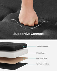 SONGMICS Storage Ottoman Bench, Foldable Foot Rest with Legs, 15 x 43 x 15.7 Inches, End of Bed Bench, Storage Chest, Load up to 660 lb, for Living Room, Bedroom, Entryway, Ink Black ULSF018B01