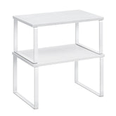 SONGMICS Stackable Kitchen Shelf Organizers - White KCS02W01 - two white shelves stacked
