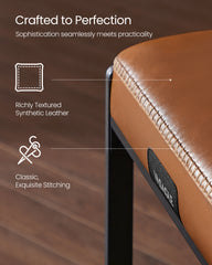VASAGLE EKHO Counter Stools - Caramel Brown LBC086K01 - seat upholstery and stitching detail