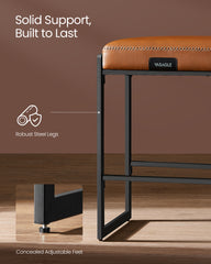VASAGLE EKHO Counter Stools - Caramel Brown LBC086K01 - steel frame and adjustable foot detail