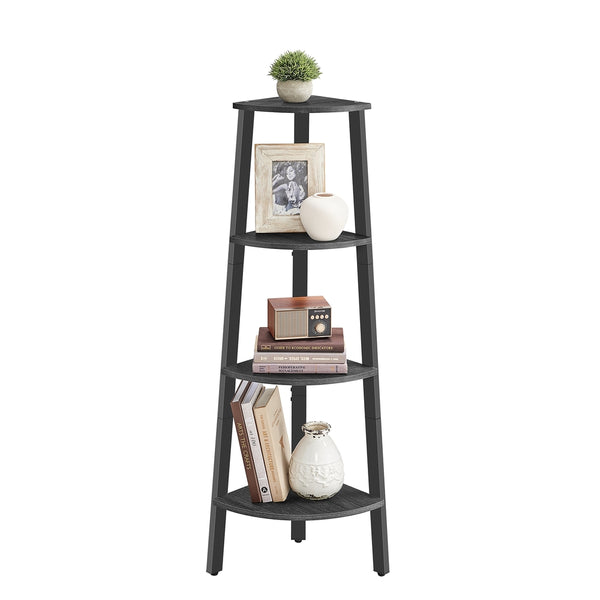 VASAGLE Four-Tier Corner Shelf - Charcoal Gray and Black LLS034B22