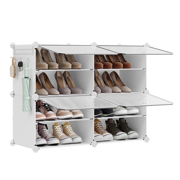 SONGMICS Four-Compartment Shoe Cabinet — White LPC032W01