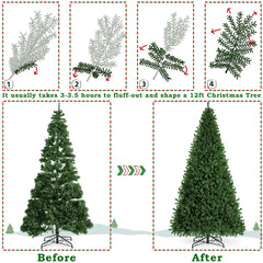 Pre-Lit Green Spruce Artificial Christmas Tree with Foldable Stand