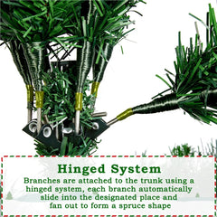 Pre-Lit Green Spruce Artificial Christmas Tree with Foldable Stand