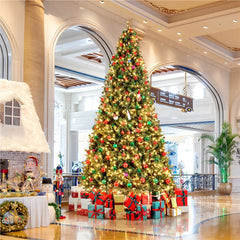 Pre-Lit Green Spruce Artificial Christmas Tree with Foldable Stand