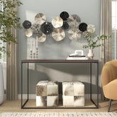 Silver/Black Metal Textured Plate Wall Decor with Black Accents