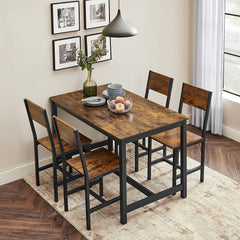 VASAGLE ULDC092B01V1 dining chairs staged around a table; room furniture is display staging