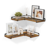 VASAGLE Corner Floating Shelves - Rustic Brown and Black ULLS831B01