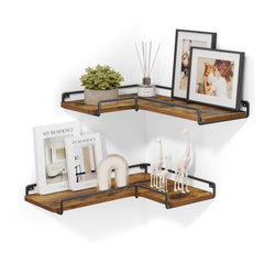 VASAGLE Corner Floating Shelves - Rustic Brown and Black ULLS831B01