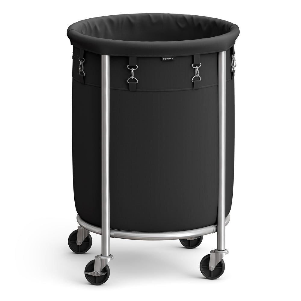 SONGMICS Round Laundry Basket on Wheels - Ink Black, 110 L URLS002B01