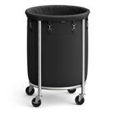 SONGMICS Round Laundry Basket on Wheels - Ink Black, 110 L URLS002B01
