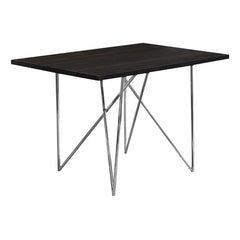 Monarch Specialties Dining Table, 48" Rectangular, Small, Kitchen, Dining Room, Metal, Laminate, Brown, Chrome, Contemporary, Modern
