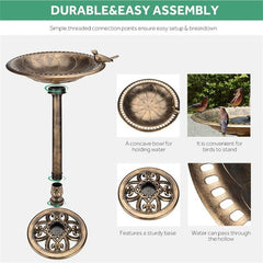 31-Inch Garden Bird Bath, 2 in 1 Weather-Resistant Outdoor Birdbath with Flower Planter Base