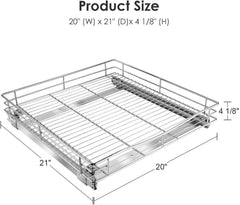 SortWise Slide-Out Cabinet Organizer — Chrome, 20 in Wide — catalogue dimensions