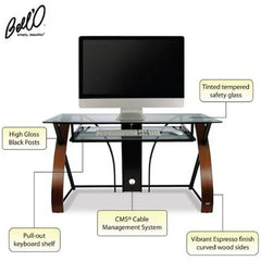 Bell'O Curved Wood Computer Desk with Keyboard Tray, 30 inch H - CD8841