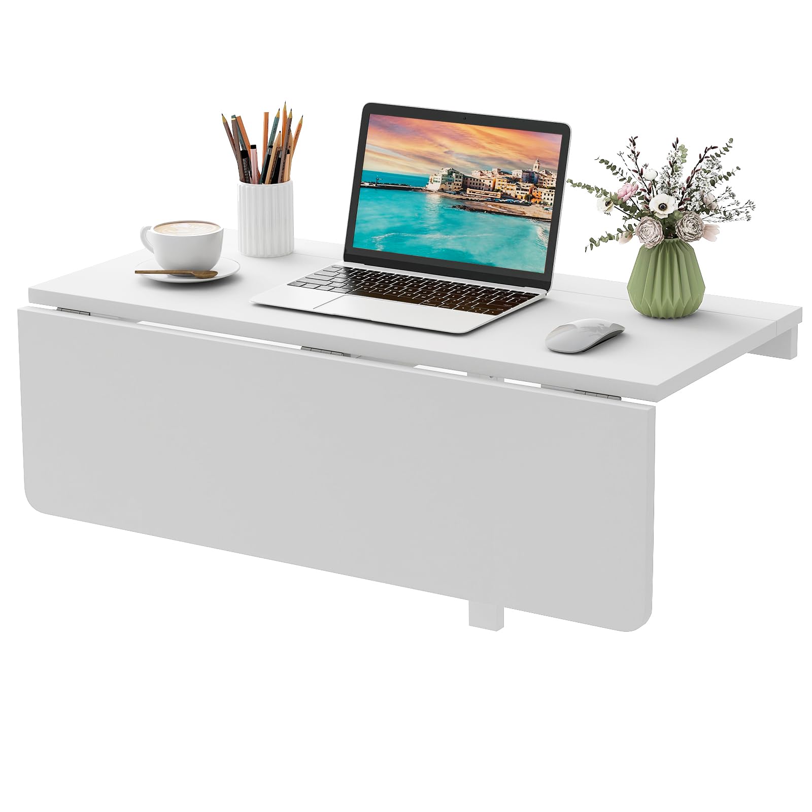Giantex Wall-Mounted Folding Table - White CB10641WH