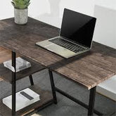"FurnitureR Mcghee Rectangle Engineered Wood Writing Desk in Dark Brown "