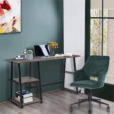 "FurnitureR Mcghee Rectangle Engineered Wood Writing Desk in Dark Brown "