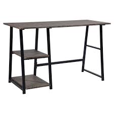 "FurnitureR Mcghee Rectangle Engineered Wood Writing Desk in Dark Brown "