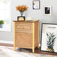 Costway HW66339NA natural nightstand staged in a room