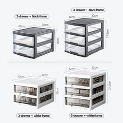 3-Tier Multifunctional Desk Desktop Drawer Organizer Plastic Storage Boxes Containers - Moustache® - White