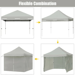 10 x 10 Feet Pop up Gazebo with 4 Height and Adjust Folding Awning, Gray