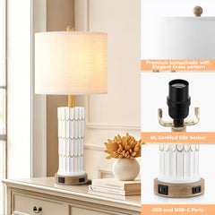 Barlett 25 in. Touch Table Lamp with Wireless Charger and USB Ports